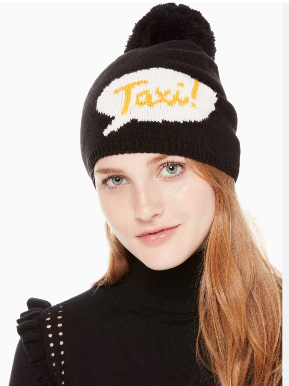 NWT KATE SPADE TAXI! Knit Pom Pom Beanie Hat